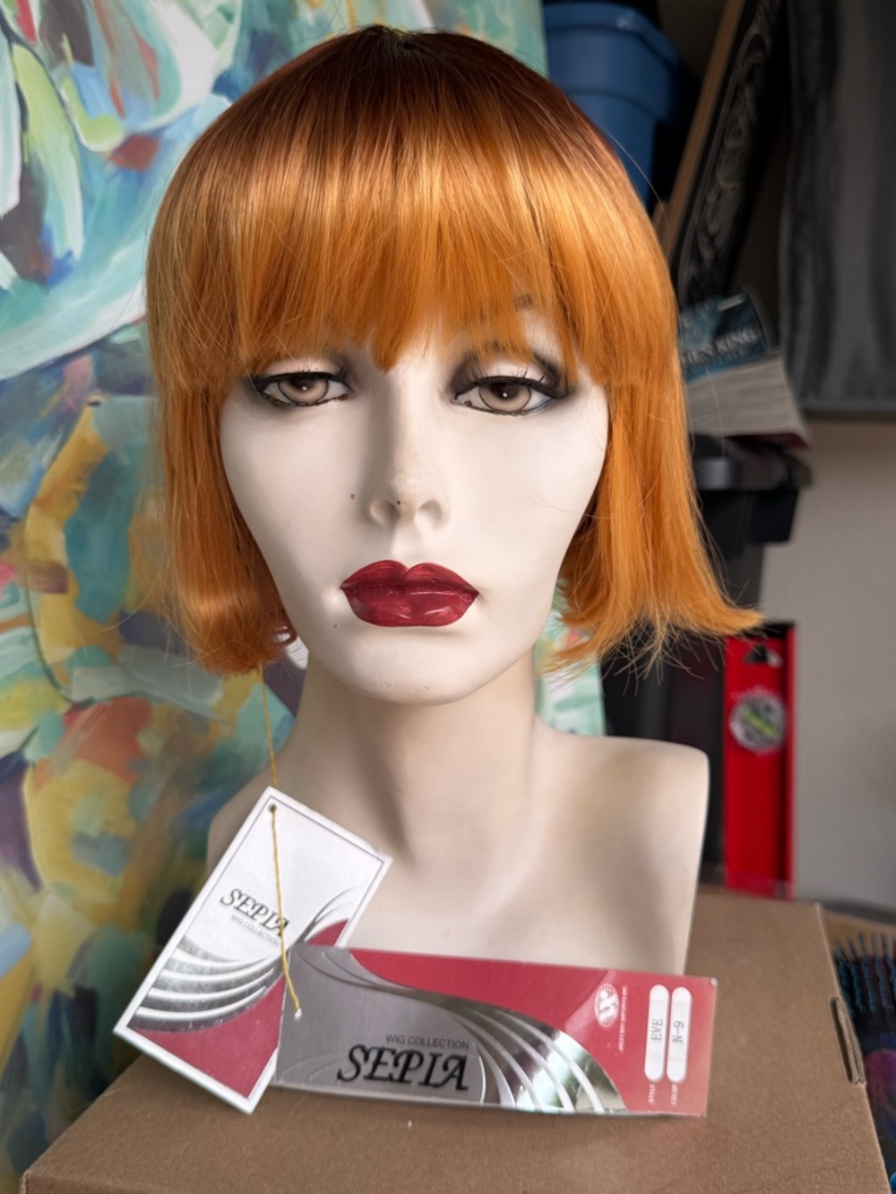 Short Bob Wig with Fringe — Copper Orange